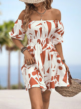 Load image into Gallery viewer, Printed Off-Shoulder Smocked Waist Dress