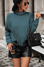 Load image into Gallery viewer, Turtle Neck Tassel Front Long Sleeve Pullover Sweater