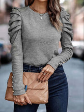 Load image into Gallery viewer, Round Neck Puff Sleeve Sleeve Blouse
