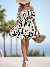 Load image into Gallery viewer, Printed Off-Shoulder Smocked Waist Dress