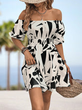 Load image into Gallery viewer, Printed Off-Shoulder Smocked Waist Dress