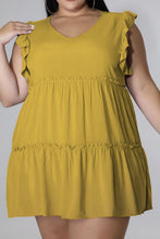 Load image into Gallery viewer, Plus Size V-Neck Frill Trim Mini Dress