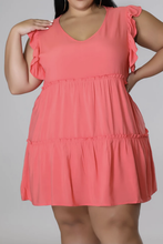 Load image into Gallery viewer, Plus Size V-Neck Frill Trim Mini Dress