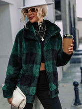Load image into Gallery viewer, Plaid Zip-Up Collared Jacket