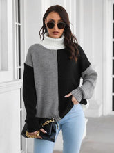 Load image into Gallery viewer, Contrast Turtleneck Long Sleeve Sweater