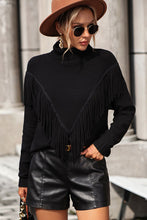 Load image into Gallery viewer, Turtle Neck Tassel Front Long Sleeve Pullover Sweater