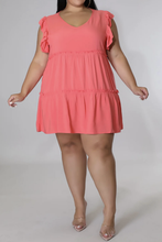Load image into Gallery viewer, Plus Size V-Neck Frill Trim Mini Dress