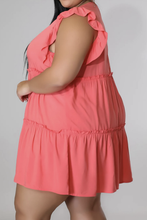 Load image into Gallery viewer, Plus Size V-Neck Frill Trim Mini Dress