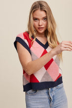 Load image into Gallery viewer, Argyle Cropped Sweater Vest
