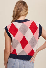 Load image into Gallery viewer, Argyle Cropped Sweater Vest
