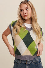 Load image into Gallery viewer, Argyle Cropped Sweater Vest
