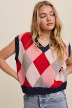 Load image into Gallery viewer, Argyle Cropped Sweater Vest
