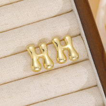 Load image into Gallery viewer, 18K Gold-Plated Bubble Letter Stud Earrings
