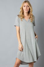 Load image into Gallery viewer, Solid Short Sleeve V Neck Midi Dress - Cosa Bella Apparel
