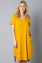 Load image into Gallery viewer, Solid Short Sleeve V Neck Midi Dress - Cosa Bella Apparel
