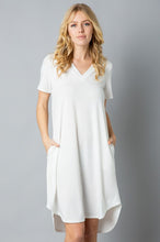 Load image into Gallery viewer, Solid Short Sleeve V Neck Midi Dress - Cosa Bella Apparel

