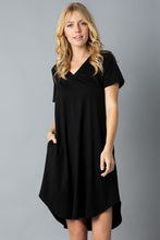 Load image into Gallery viewer, Solid Short Sleeve V Neck Midi Dress - Cosa Bella Apparel

