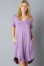Load image into Gallery viewer, Solid Short Sleeve V Neck Midi Dress - Cosa Bella Apparel
