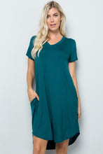 Load image into Gallery viewer, Solid Short Sleeve V Neck Midi Dress - Cosa Bella Apparel
