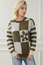 Load image into Gallery viewer, Contrast Round Neck Long Sleeve Sweater
