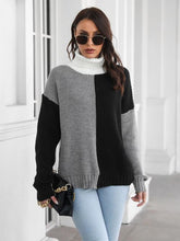 Load image into Gallery viewer, Contrast Turtleneck Long Sleeve Sweater
