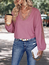 Load image into Gallery viewer, Lace Detail V-Neck Top
